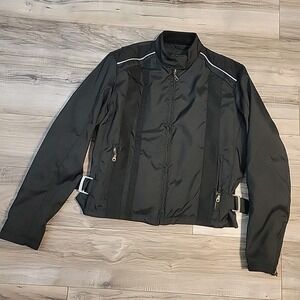 USA BD Biker Design Motorcycle‎ Jacket Womens Large Water Resistent  Long Sleeve